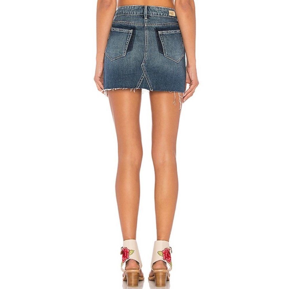 Paige Alethea Vale Denim Mini Skirt Blue Raw Hem Size 27 - Picture 4 of 14